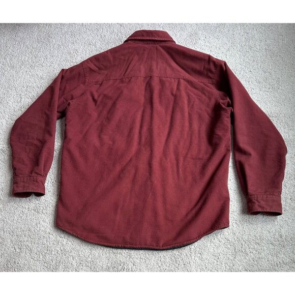 L.L.Bean Mens Vtg Size Large Maroon Lined Shirt Snap Jacket Medium - Picture 3 of 16